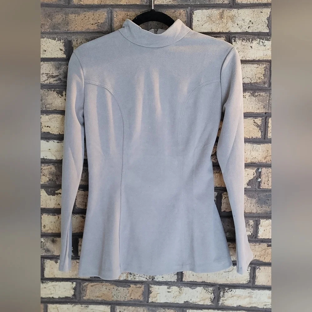 Zara long sleeve mock neck beige shirt - Picture 2 of 2